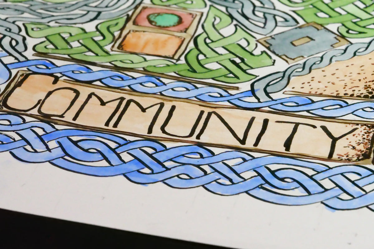 Art is Community - Original Watercolor and Ink Painting