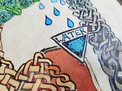 Elements of Life - Original Watercolor and Ink Painting