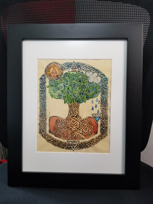 Elements of Life - Original Watercolor and Ink Painting