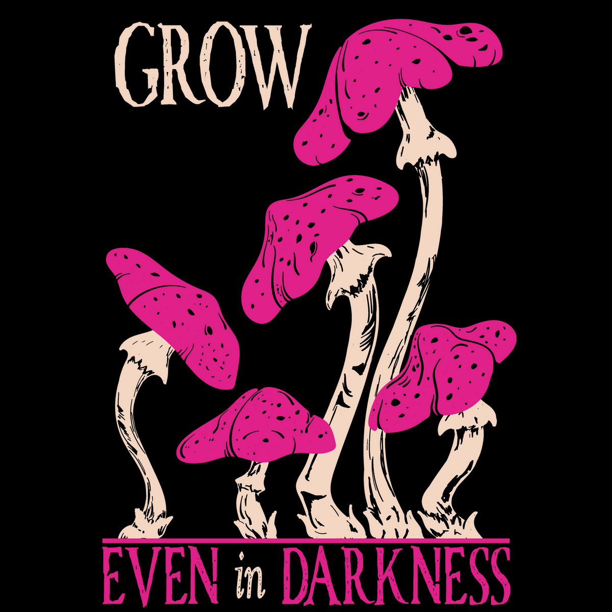 Whimsigoth Pink Mushrooms Graphic Tee, Dark Cottagecore Fairy Grunge Alt T-Shirt