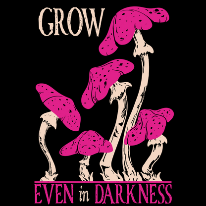 Whimsigoth Pink Mushrooms Graphic Tee, Dark Cottagecore Fairy Grunge Alt T-Shirt