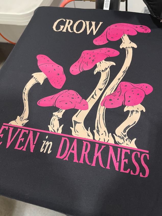 Whimsigoth Pink Mushrooms Graphic Tee, Dark Cottagecore Fairy Grunge Alt T-Shirt