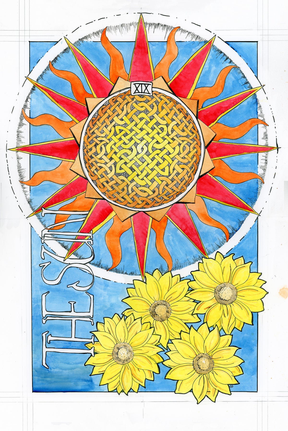 The Sun (Tarot Series) - Original Watercolor and Ink Painting